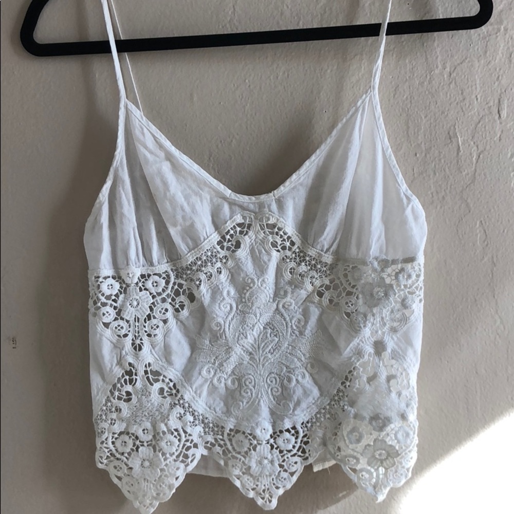 Pins and needles XS sheer white crochet top